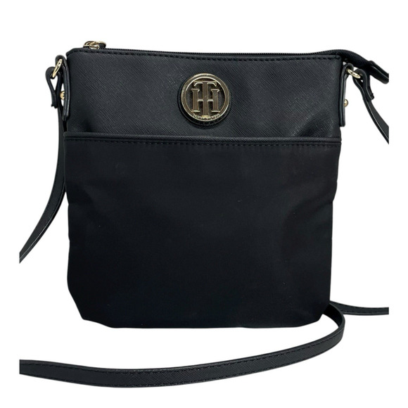 Vintage Y2K 90s Tommy Hilfiger Signature Logo Crossbody Purse Black Bag Square - Picture 12 of 12